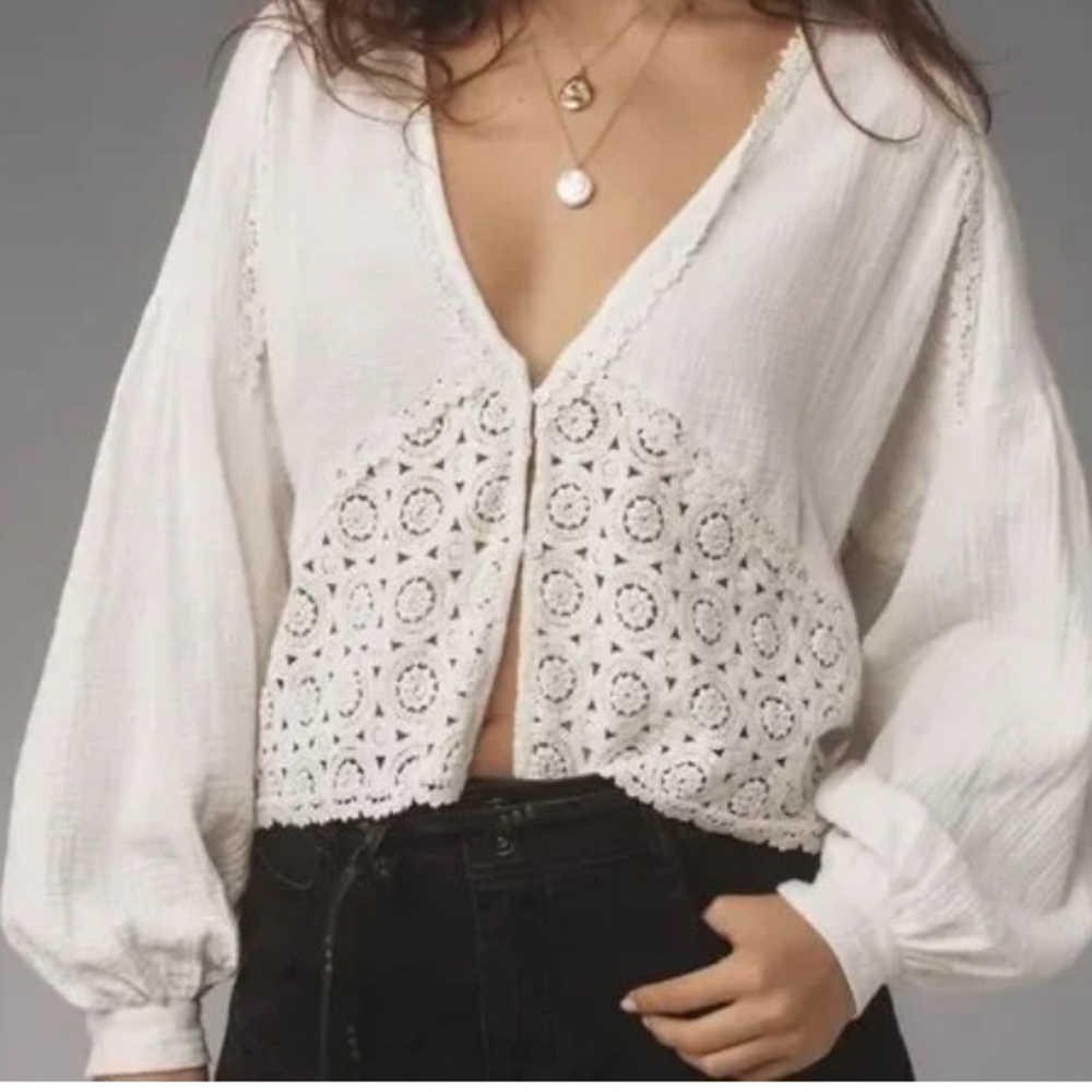 Anthropologie White Lace Blouse